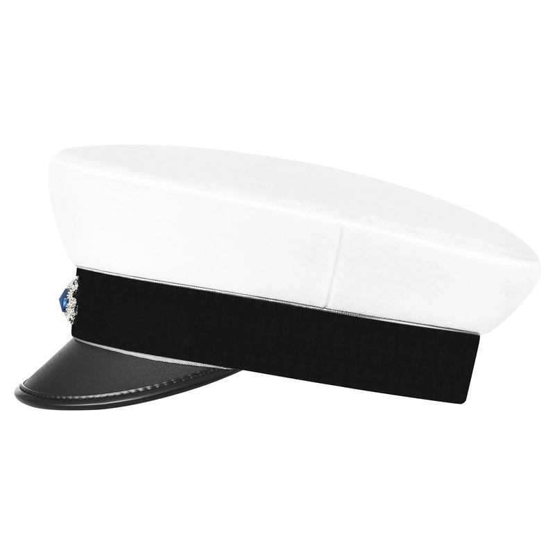 Grundmodell studentmössa med elegant silverdekorationer visad från sidan för att framhäva detaljerna.